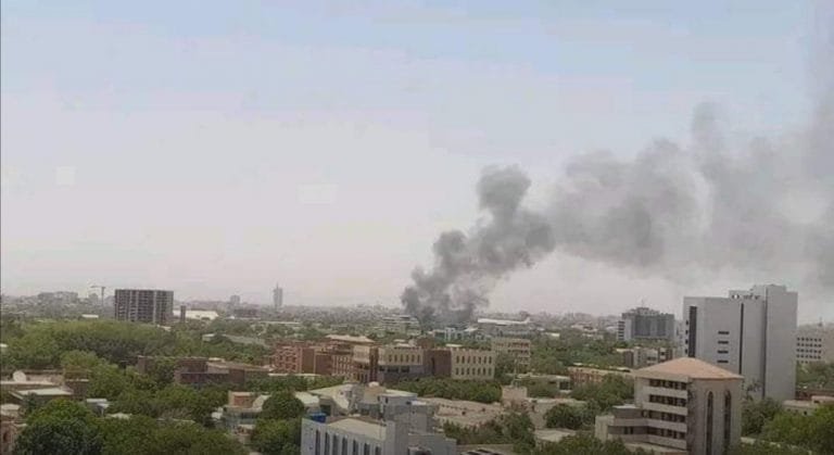 حريق في مباني القيادة العامة للجيش بالخرطوم